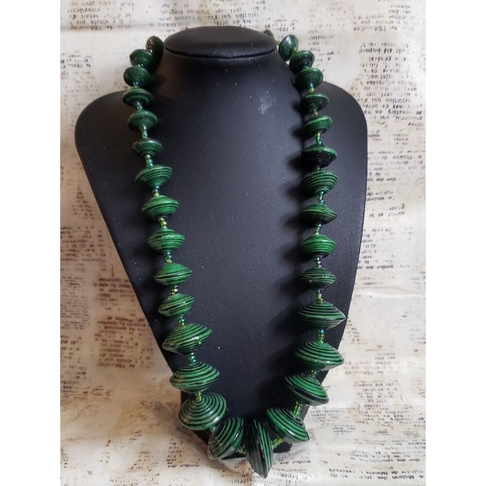 Beads for Life - Uganda -  Green Recycled Paper Beads - Beautiful Colors